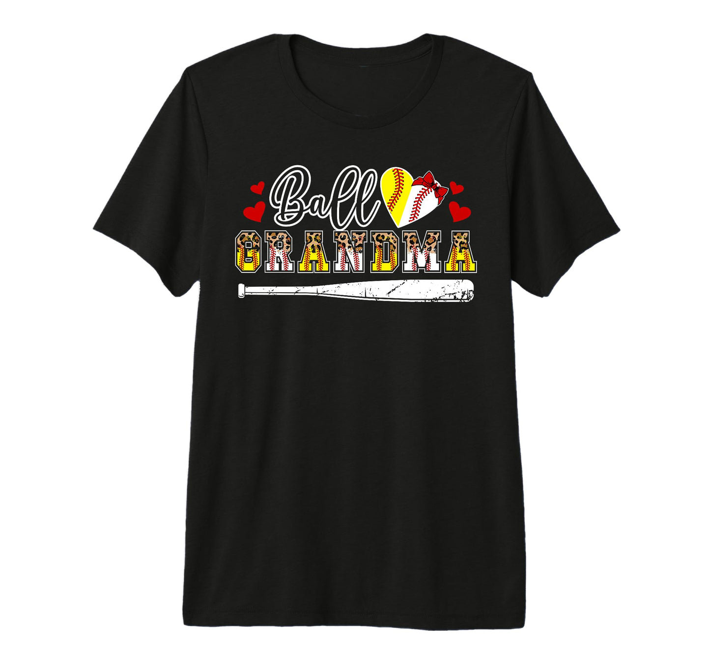 Ball Grandma Leopard Baseball T-Shirt - Novelty Apparel for Adults - T-Shirt, Sweatshirt, Hoodie