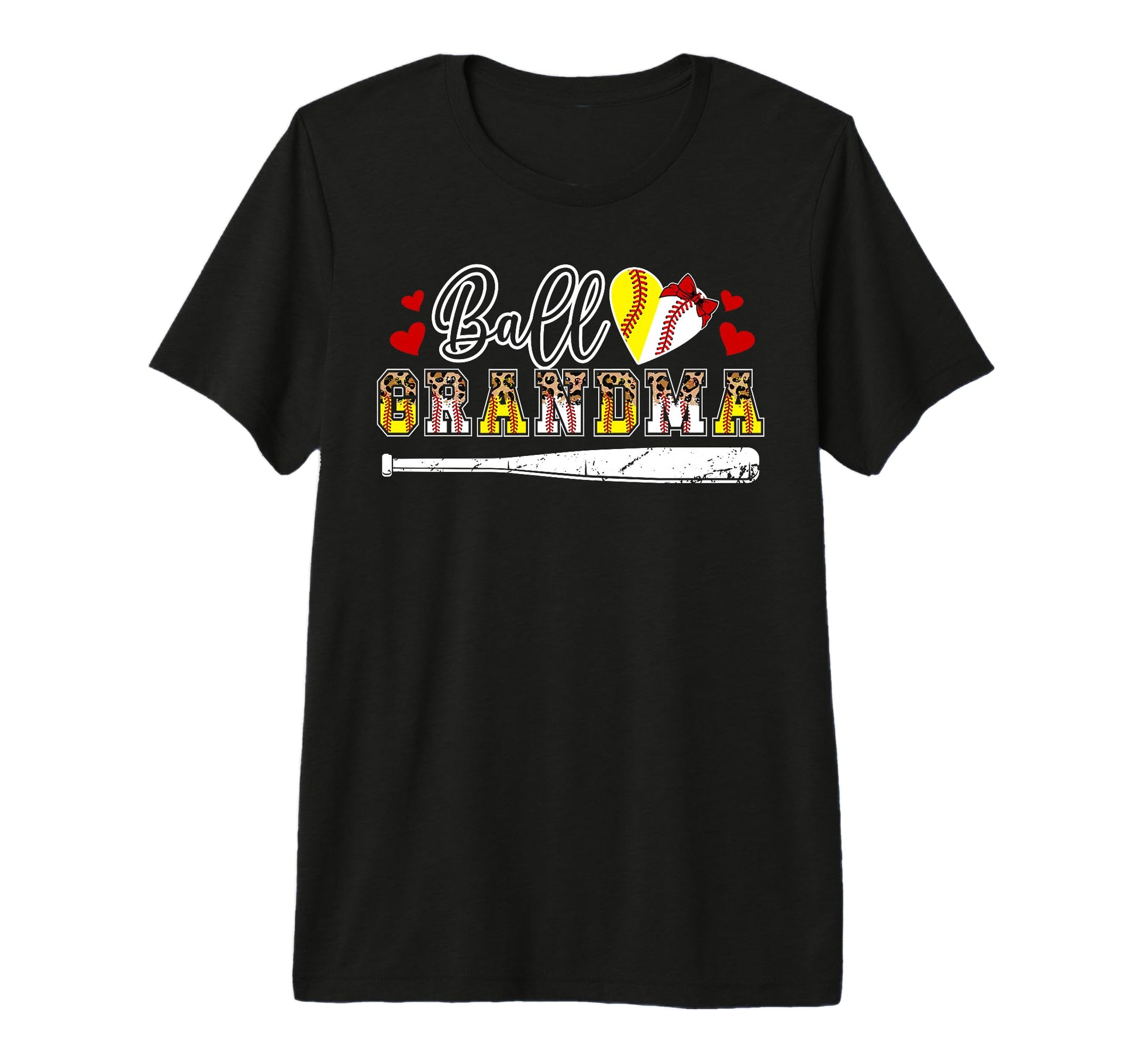 Ball Grandma Leopard Baseball T-Shirt - Novelty Apparel for Adults - T-Shirt, Sweatshirt, Hoodie