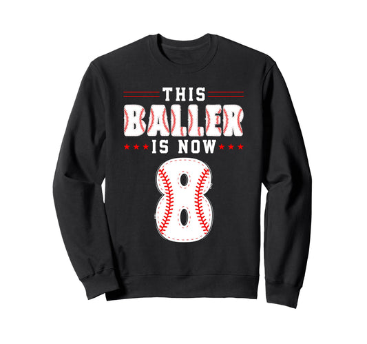 8Th Birthday Baseball Lover This Sweatshirt - Custom Art Print for Adults - T-Shirt, Sweatshirt, Hoodie