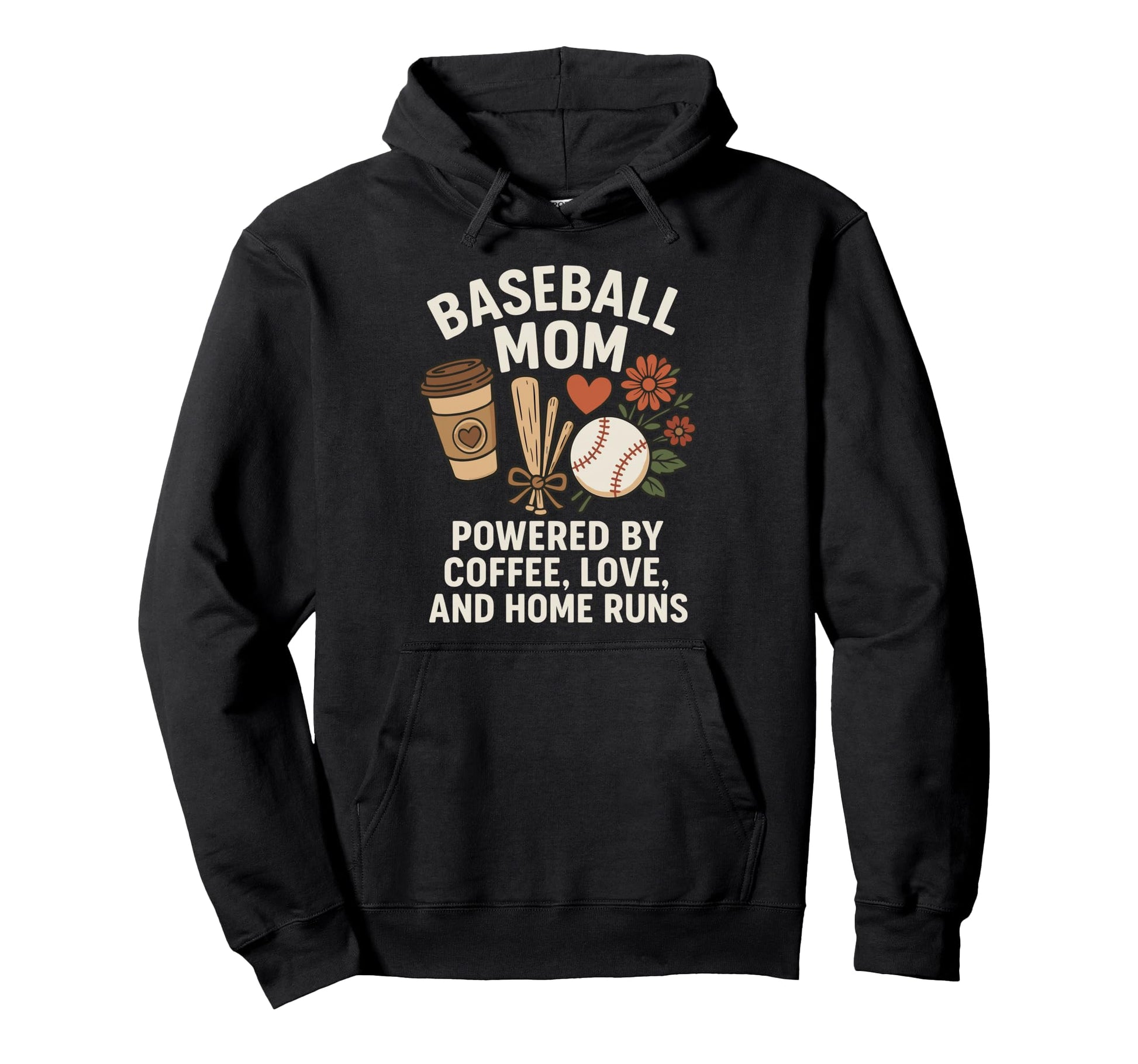 Baseball Mom Coffee Love Home Runs Hoodie - Unique Graphic for Adults - T-Shirt, Sweatshirt, Hoodie