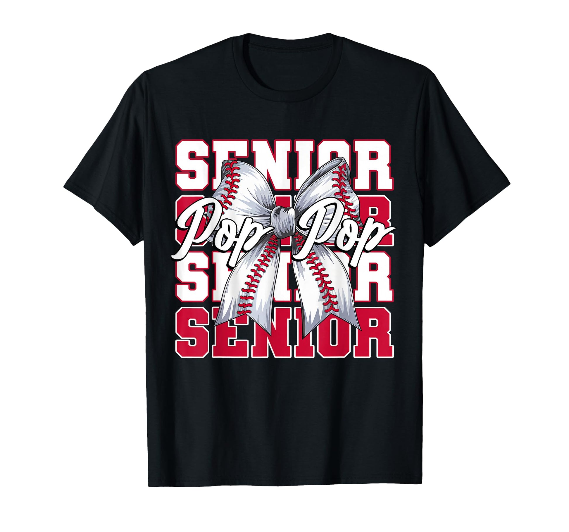 Baseball Pop Pop Senior 2026 Coquette Bow T-Shirt - Novelty Apparel Unisex - T-Shirt, Sweatshirt, Hoodie