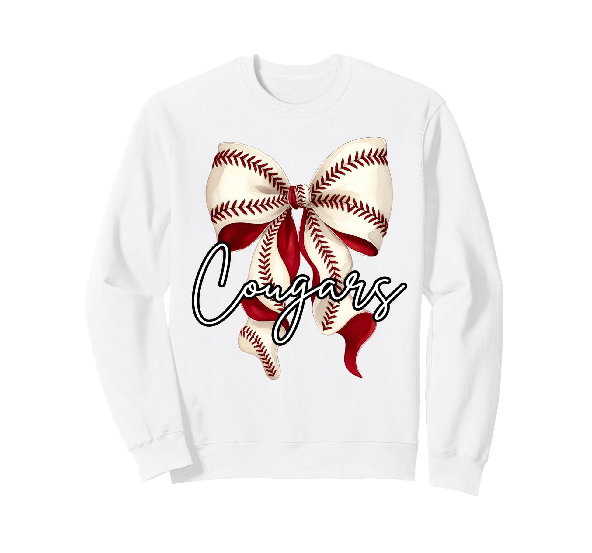 Cougars Baseball Mom Coquette Bow Game Sweatshirt - Novelty Apparel Unisex - T-Shirt, Sweatshirt, Hoodie