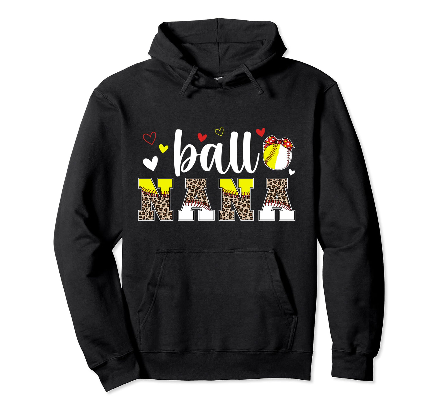 Ball Nana Leopard Baseball Softball Nana Hoodie - Graphic Print for Adults - T-Shirt, Sweatshirt, Hoodie