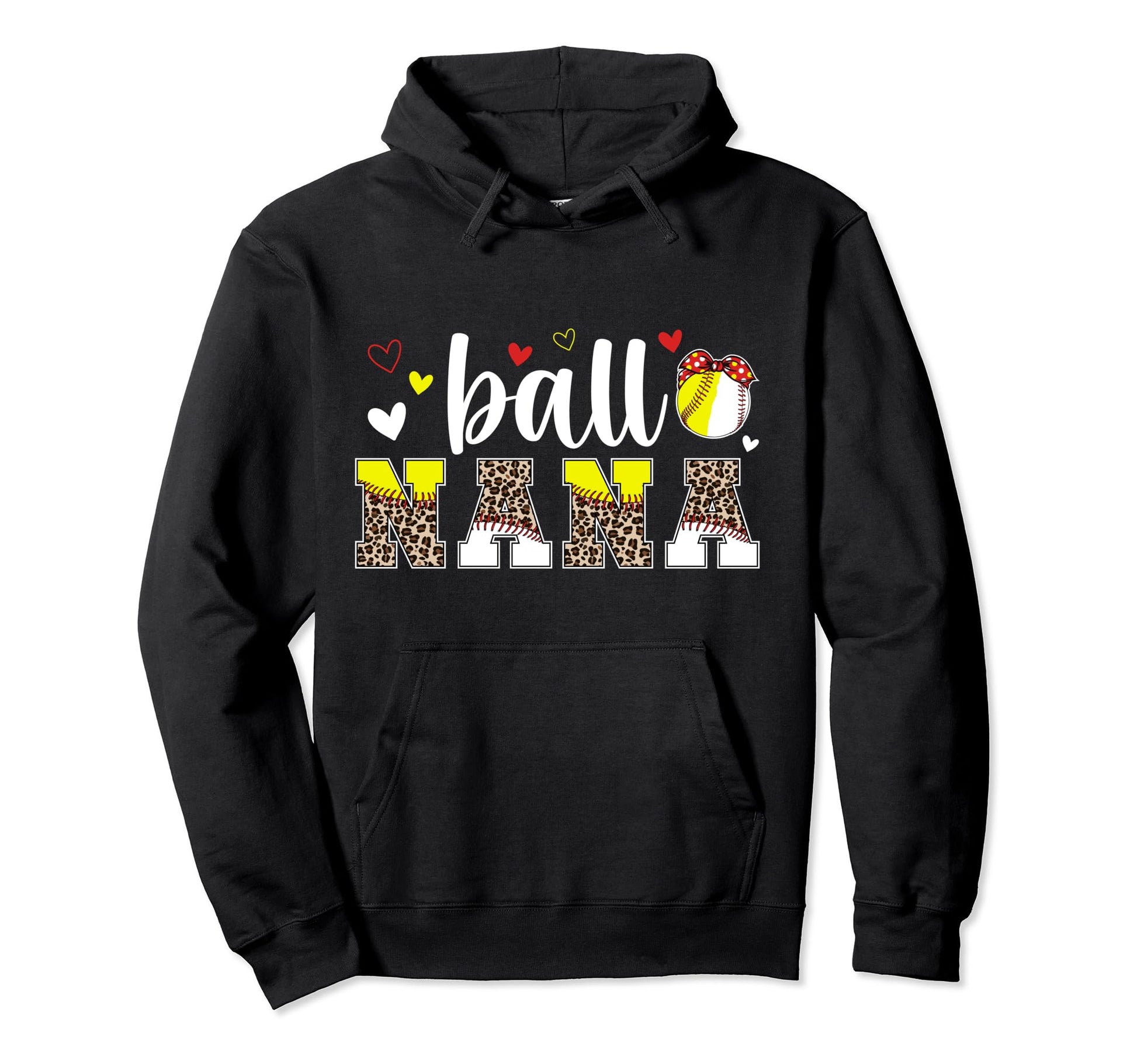 Ball Nana Leopard Baseball Softball Nana Hoodie - Graphic Print for Adults - T-Shirt, Sweatshirt, Hoodie