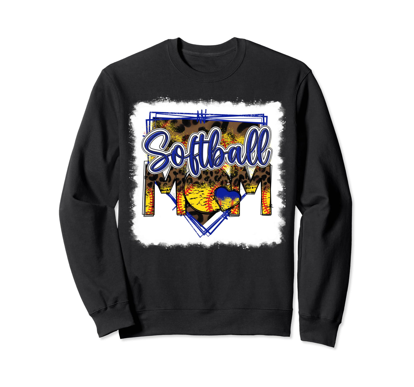 Bleached Softball Mom Leopard Funny Sweatshirt - Novelty Apparel Men Women - T-Shirt, Sweatshirt, Hoodie