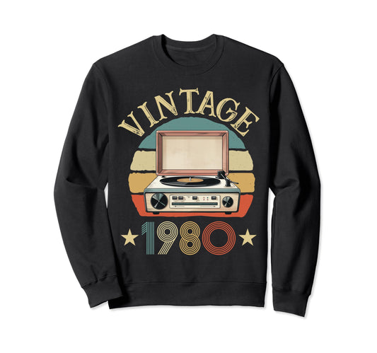 1980 Born 1980 Sunset Vinyl Record Sweatshirt - Minimalist Print Men Women - T-Shirt, Sweatshirt, Hoodie