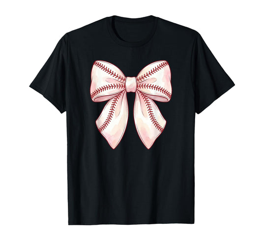 Baseball Coquette Bow T-Shirt - Custom Art Print Unisex - T-Shirt, Sweatshirt, Hoodie