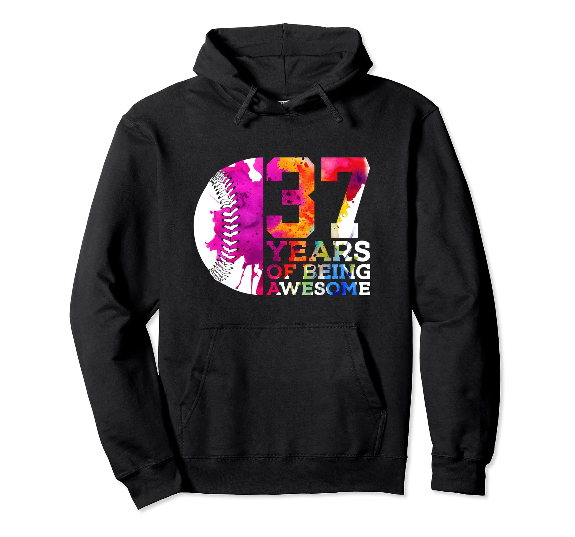 37 Years Being Awesome Baseball 37Th Hoodie - Graphic Print Men Women - T-Shirt, Sweatshirt, Hoodie