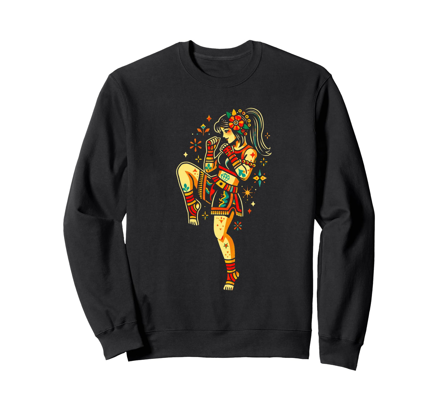 Fierce Neo Traditional Female Sweatshirt - Aesthetic Graphic Men Women - T-Shirt, Sweatshirt, Hoodie