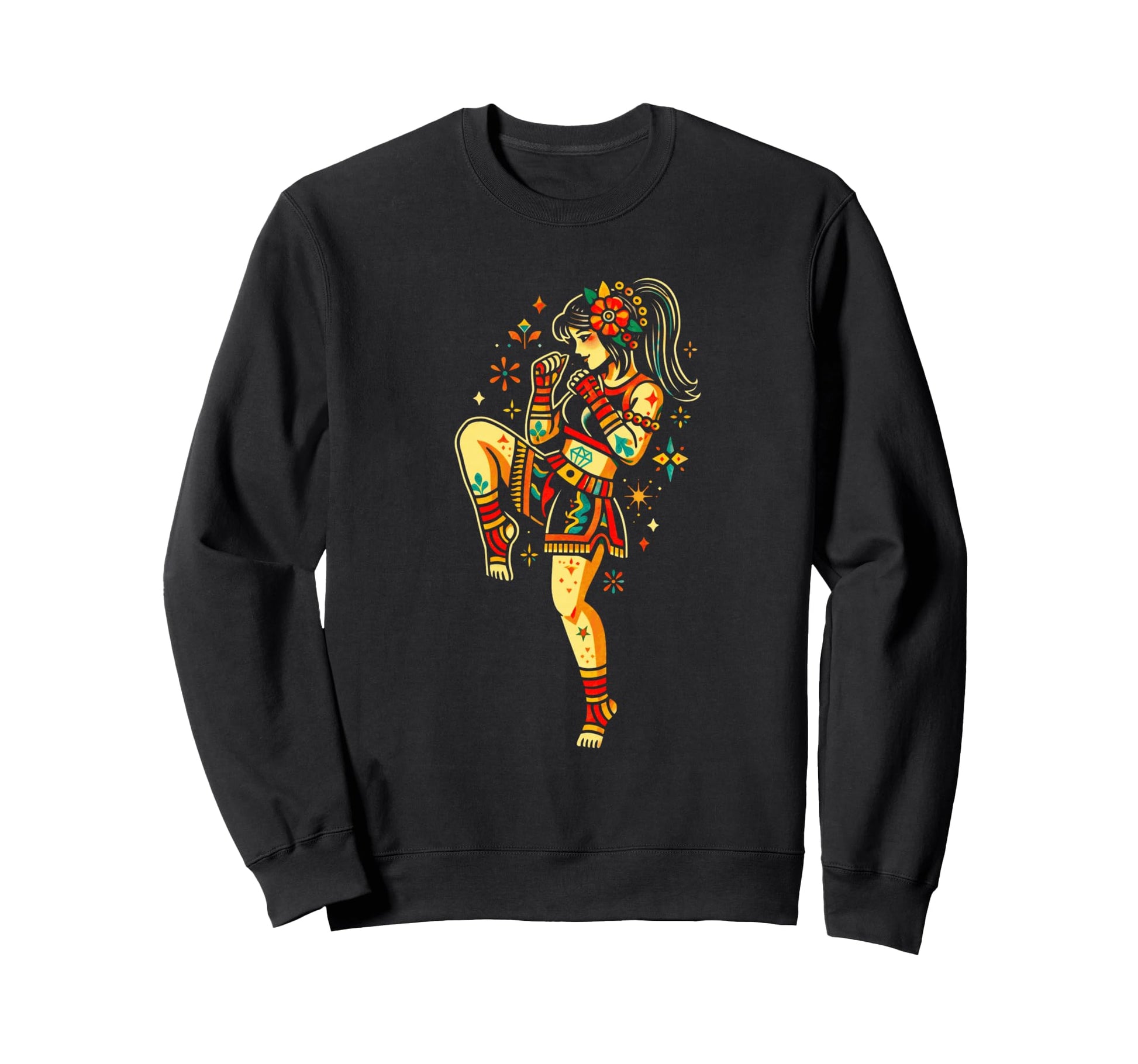 Fierce Neo Traditional Female Sweatshirt - Aesthetic Graphic Men Women - T-Shirt, Sweatshirt, Hoodie