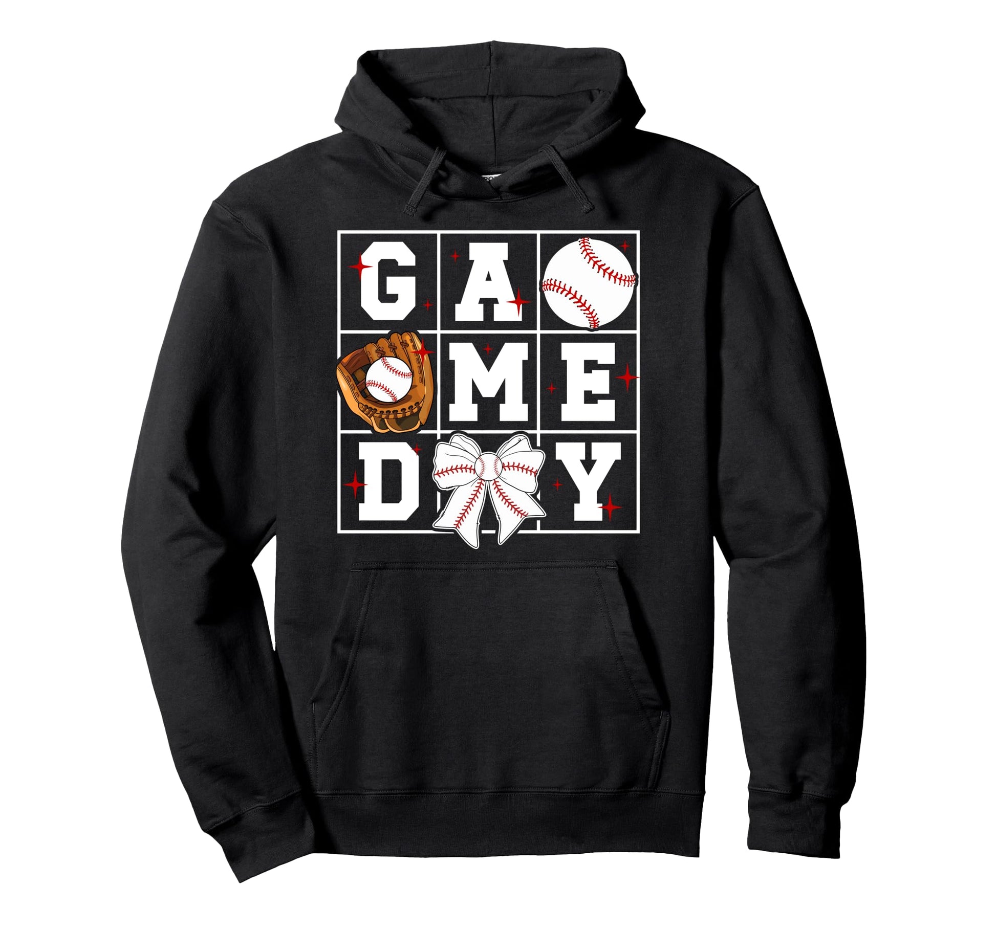 Game Day Baseball Bow Baseball Game Day Hoodie - Trendy Graphic Men Women - T-Shirt, Sweatshirt, Hoodie