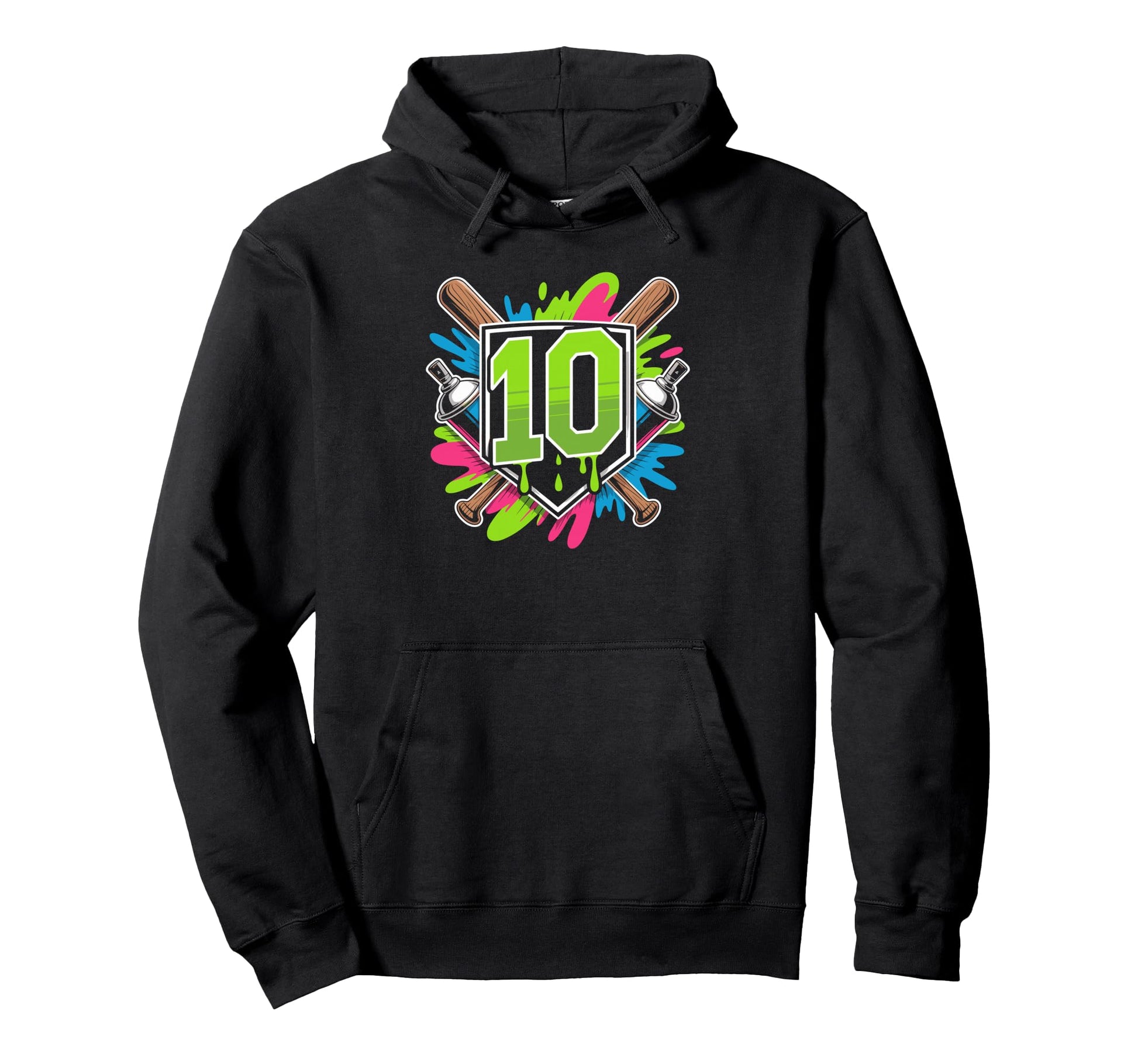 Baseball Party 10 Year Old Birthday Hoodie - Streetwear Style Unisex - T-Shirt, Sweatshirt, Hoodie