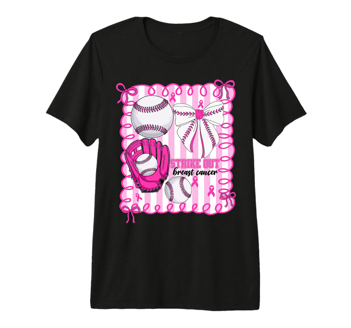 Strike Out Baseball Breast Cancer T-Shirt - Minimalist Print for Adults - T-Shirt, Sweatshirt, Hoodie