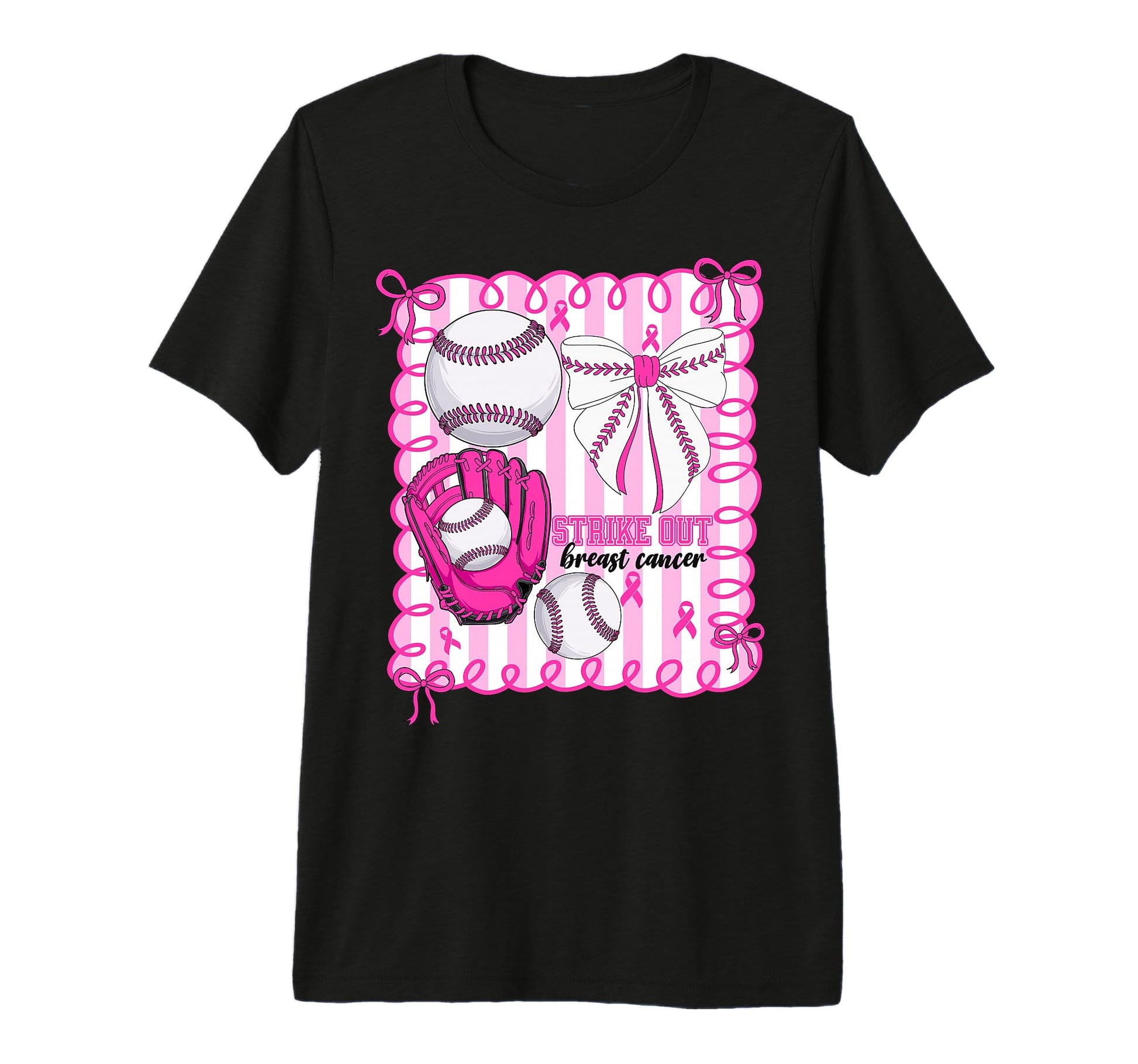 Strike Out Baseball Breast Cancer T-Shirt - Minimalist Print for Adults - T-Shirt, Sweatshirt, Hoodie