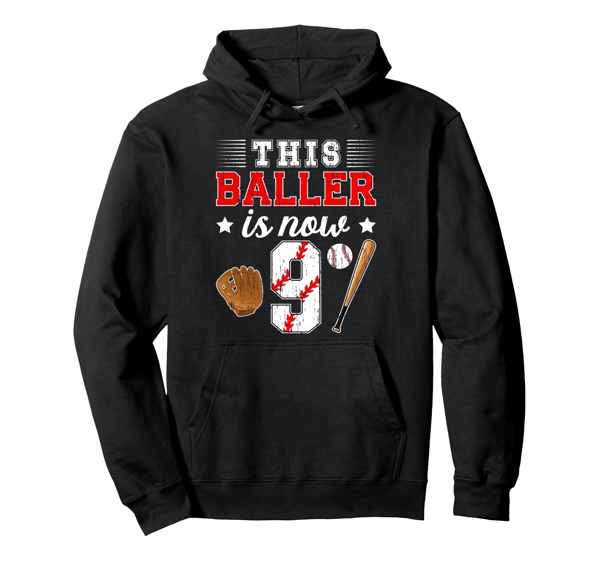 9Th Birthday Baseball 9 Year Old Hoodie - Streetwear Style Men Women - T-Shirt, Sweatshirt, Hoodie
