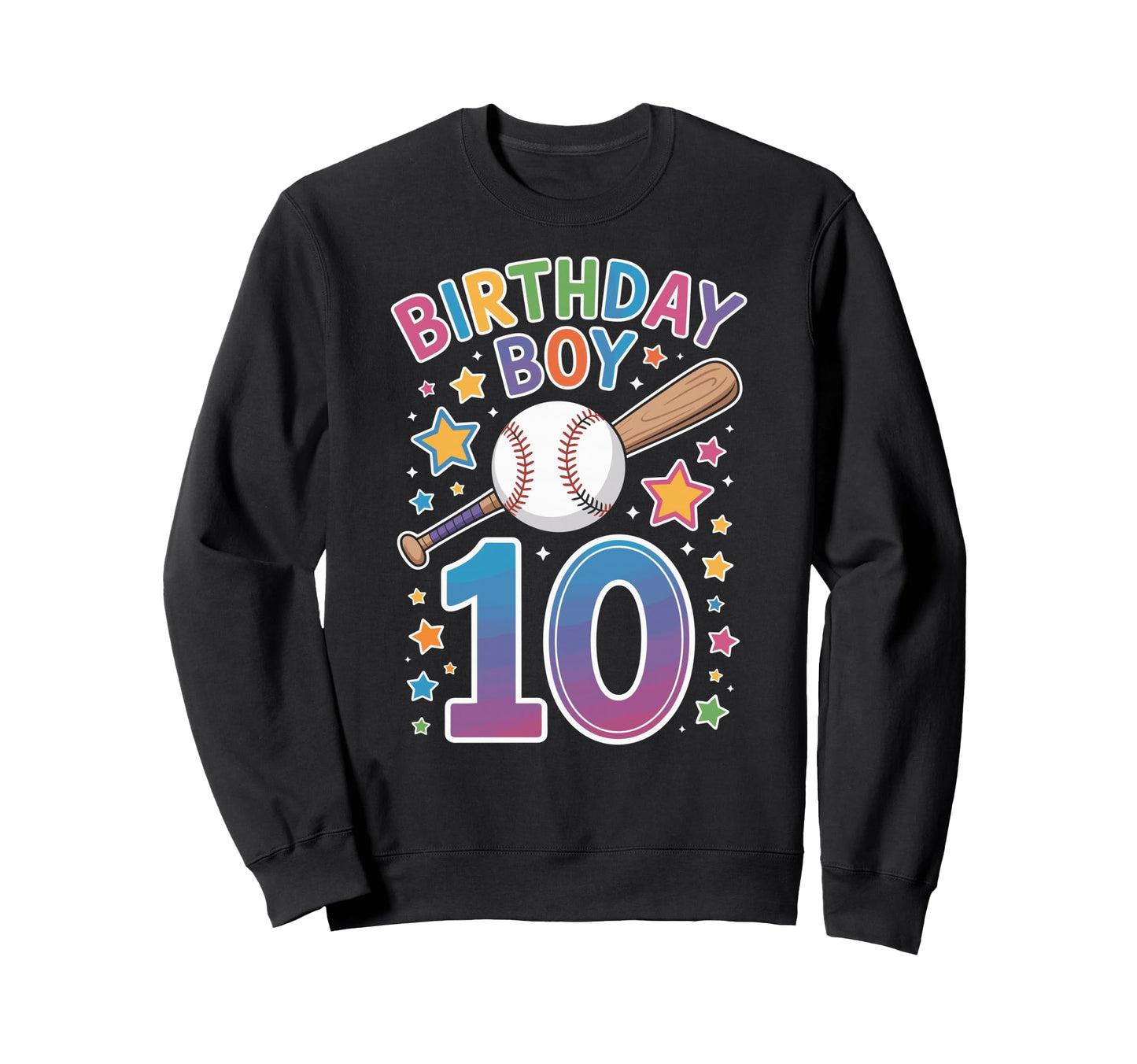 Birthday 10Th Birthday Baseball Sweatshirt - Aesthetic Graphic Men Women - T-Shirt, Sweatshirt, Hoodie