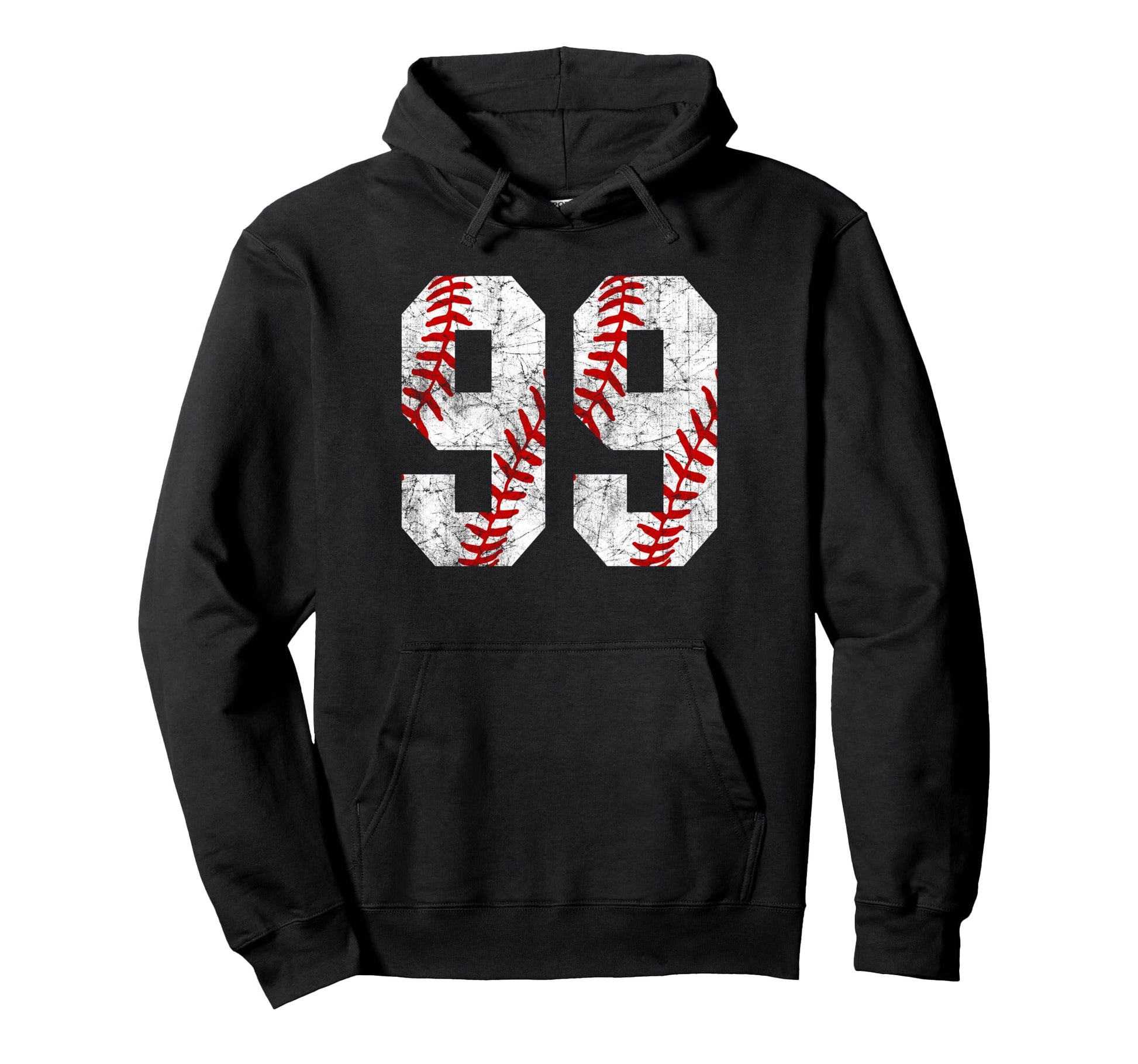 Distressed Baseball Number 99 Jersey Hoodie - Novelty Apparel Men Women - T-Shirt, Sweatshirt, Hoodie