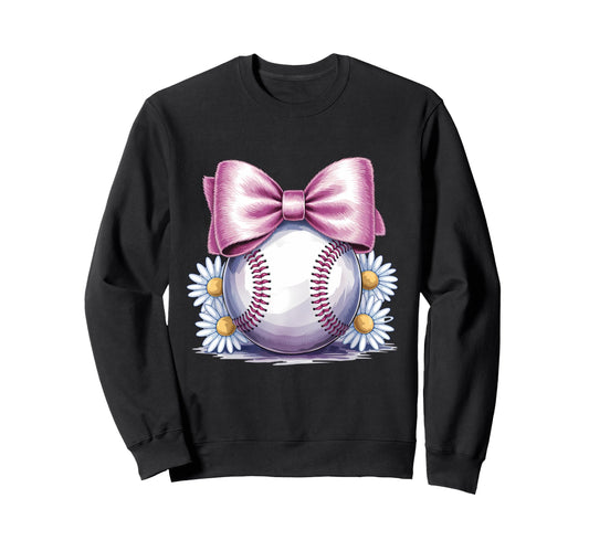 Baseball Coquette Bow Baseball Player Sweatshirt - Unique Graphic Unisex - T-Shirt, Sweatshirt, Hoodie