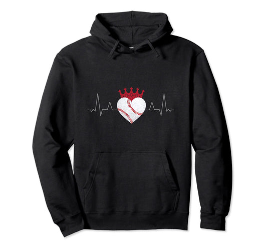 Baseball Heart Heart Beat Baseball Hoodie - Fun Novelty Design for Adults - T-Shirt, Sweatshirt, Hoodie