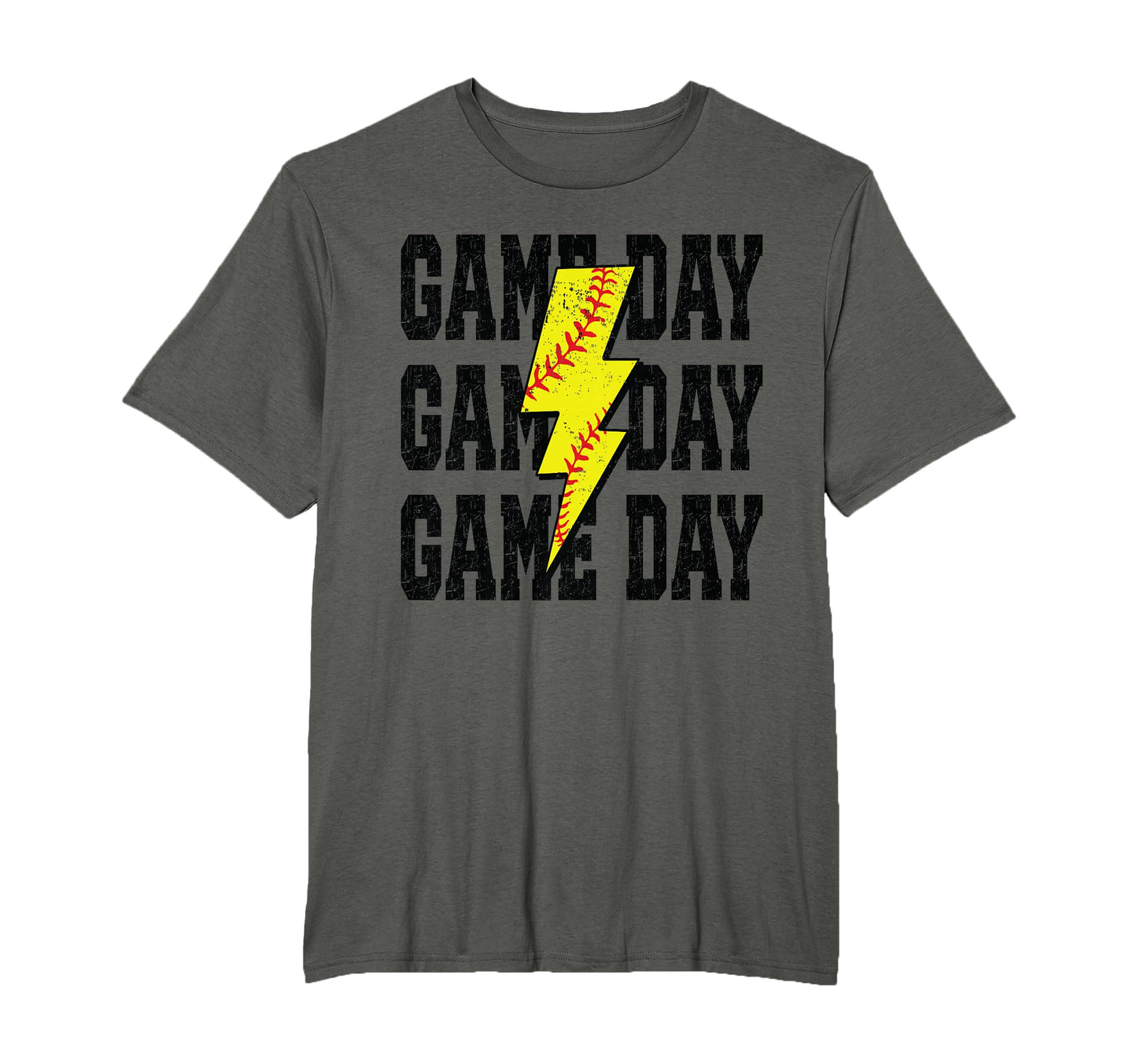 Softball Game Day Distressed Bolt T-Shirt - Custom Art Print Men Women - T-Shirt, Sweatshirt, Hoodie