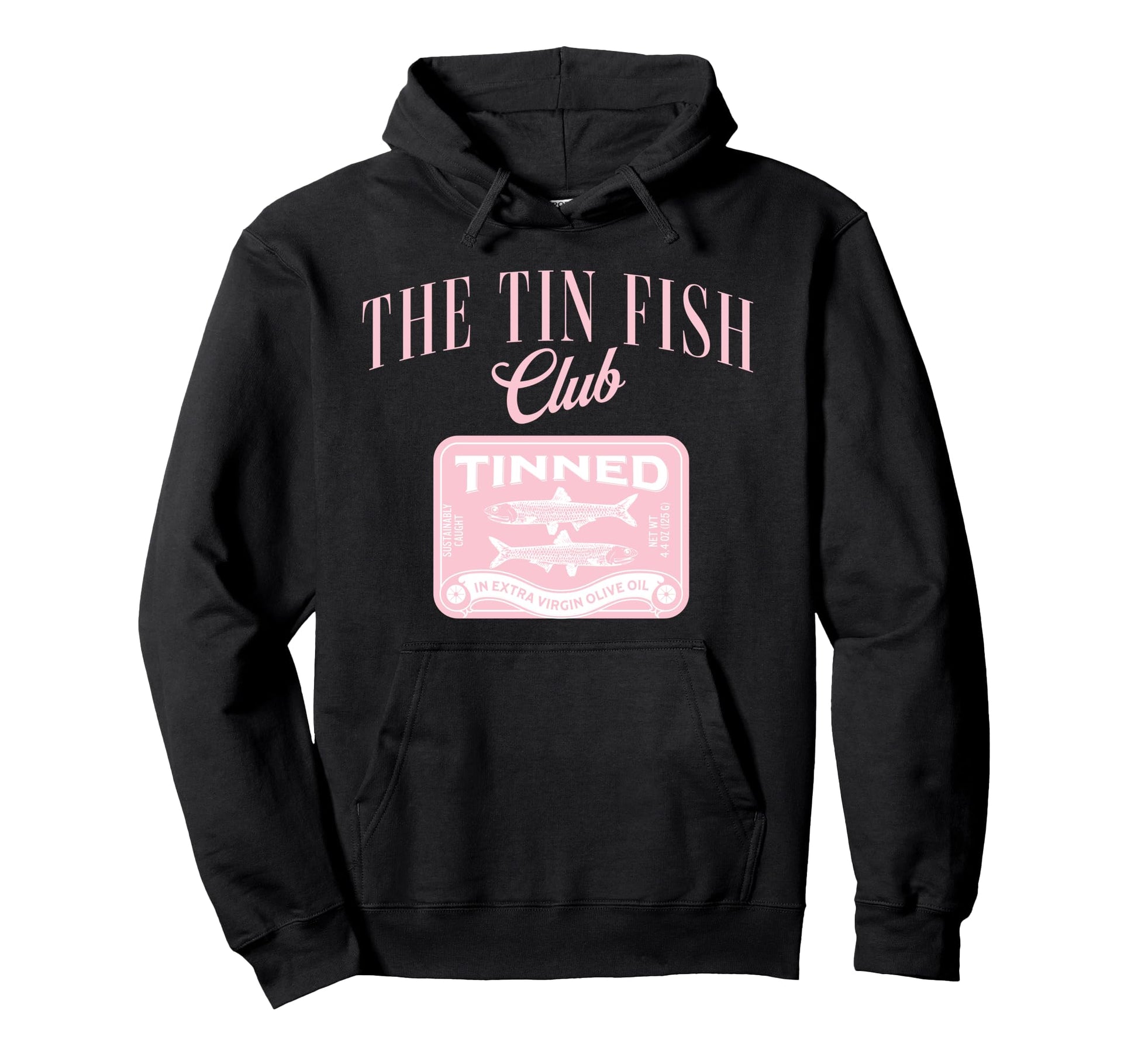 Tin Fish Club Tinned Fish Y2K Italian Hoodie - Minimalist Print Men Women - T-Shirt, Sweatshirt, Hoodie