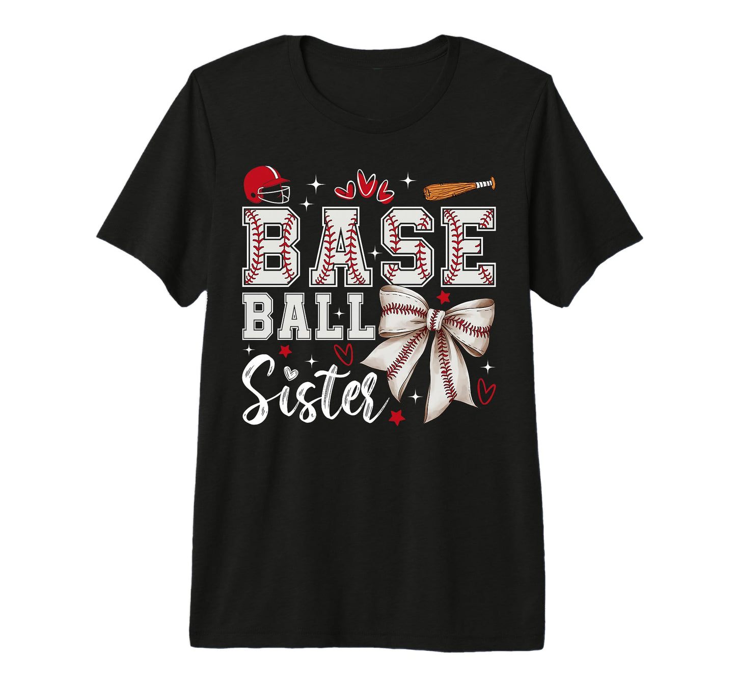 Baseball Sister Coquette Bow Sport T-Shirt - Custom Art Print Men Women - T-Shirt, Sweatshirt, Hoodie