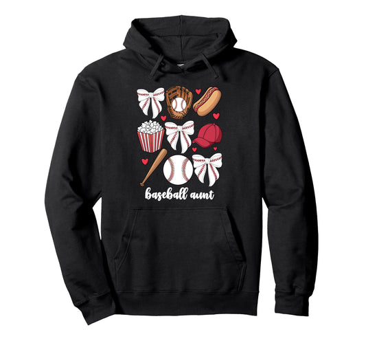 Baseball Aunt Coquette Bow Nephew Hoodie - Fun Novelty Design for Adults - T-Shirt, Sweatshirt, Hoodie