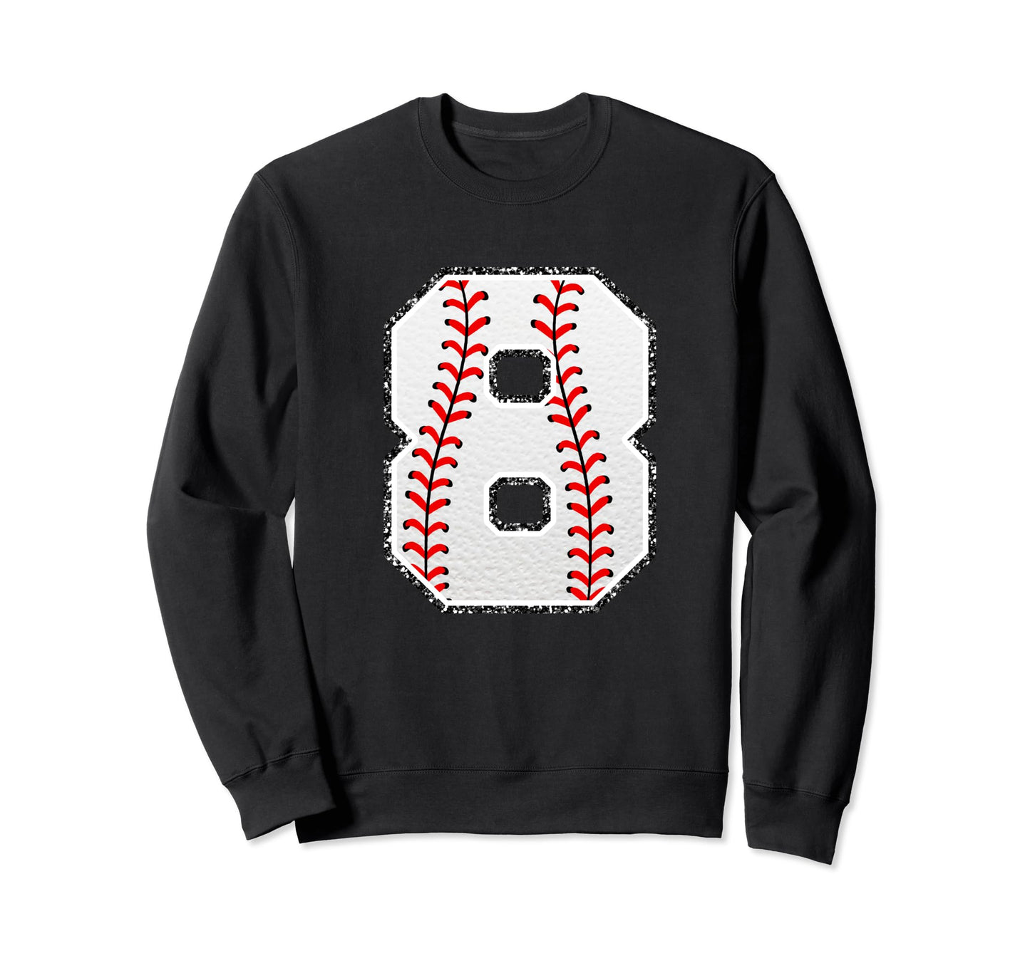 Number 8 Baseball Distressed Sweatshirt - Casual Everyday Wear Unisex - T-Shirt, Sweatshirt, Hoodie