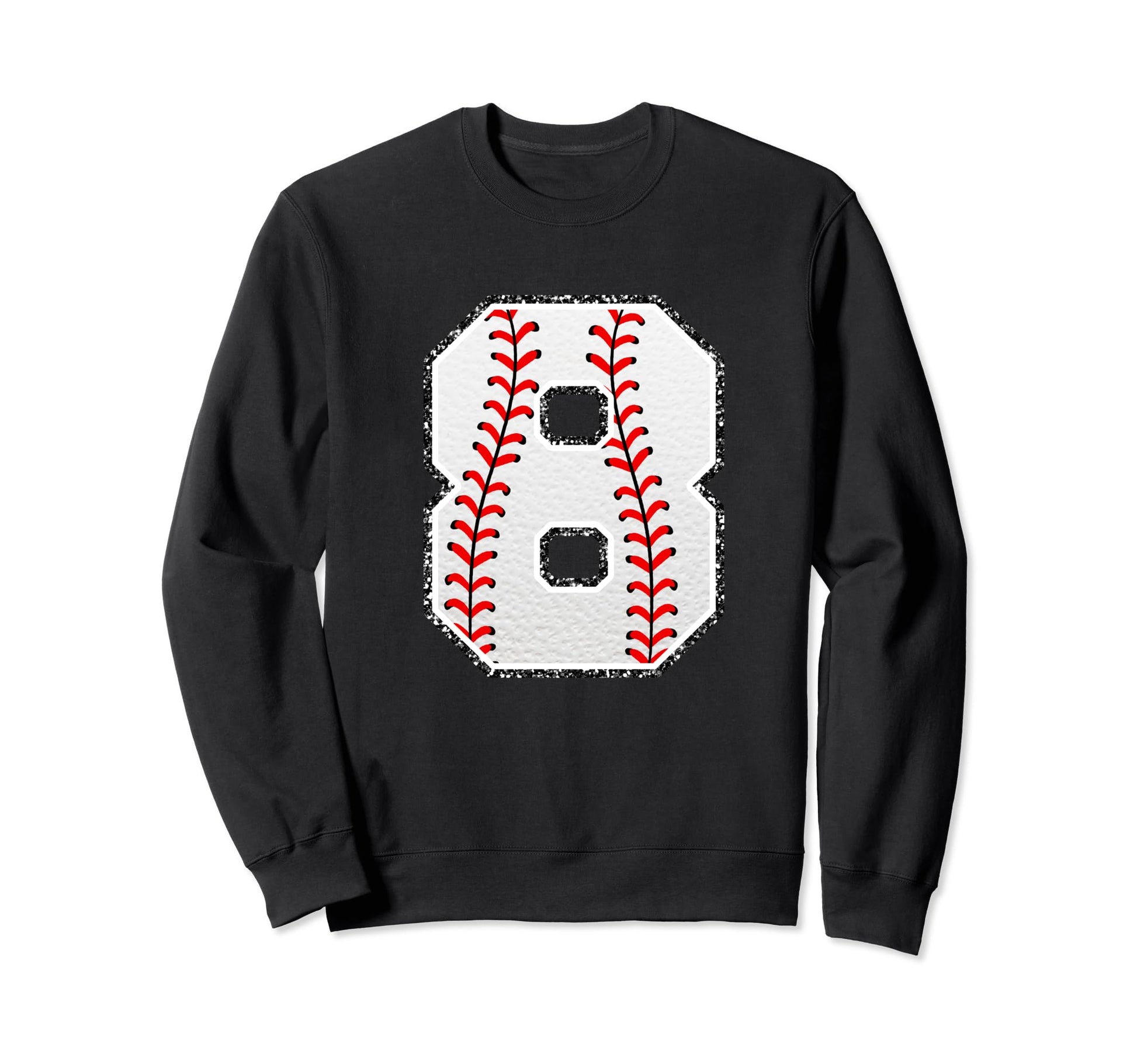 Number 8 Baseball Distressed Sweatshirt - Casual Everyday Wear Unisex - T-Shirt, Sweatshirt, Hoodie