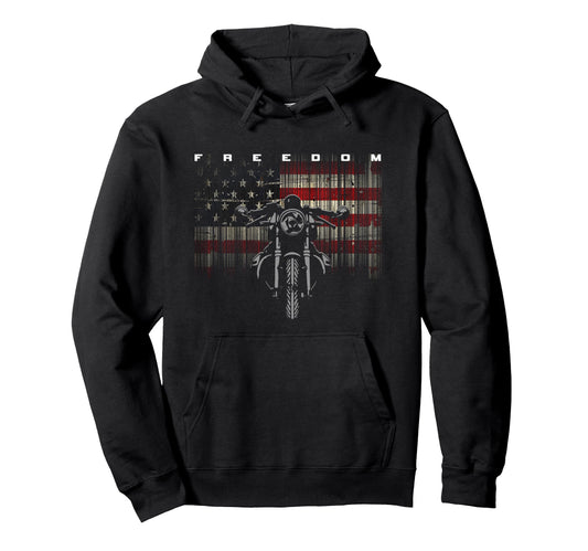 American Flag Motorcycle Hoodie - Casual Everyday Wear for Adults - T-Shirt, Sweatshirt, Hoodie