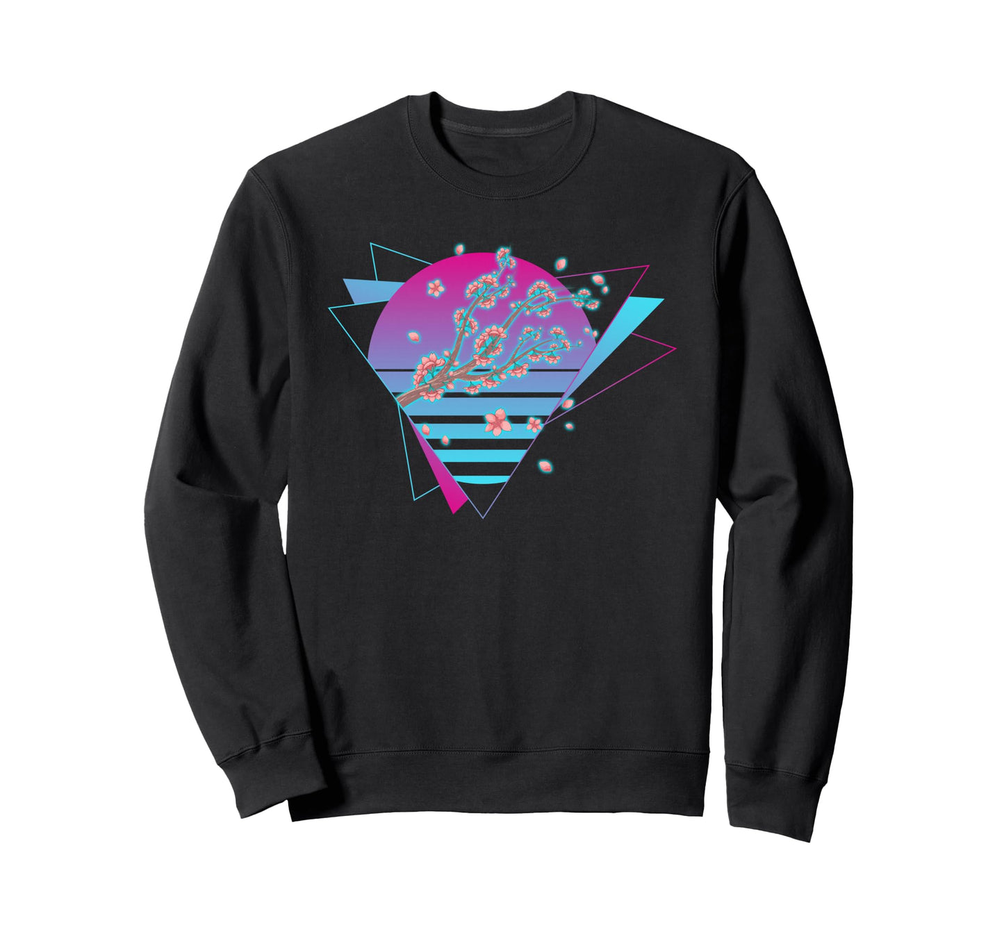 Sakura Blossoms Vaporwave Synthwave Sweatshirt - Custom Art Print Unisex - T-Shirt, Sweatshirt, Hoodie