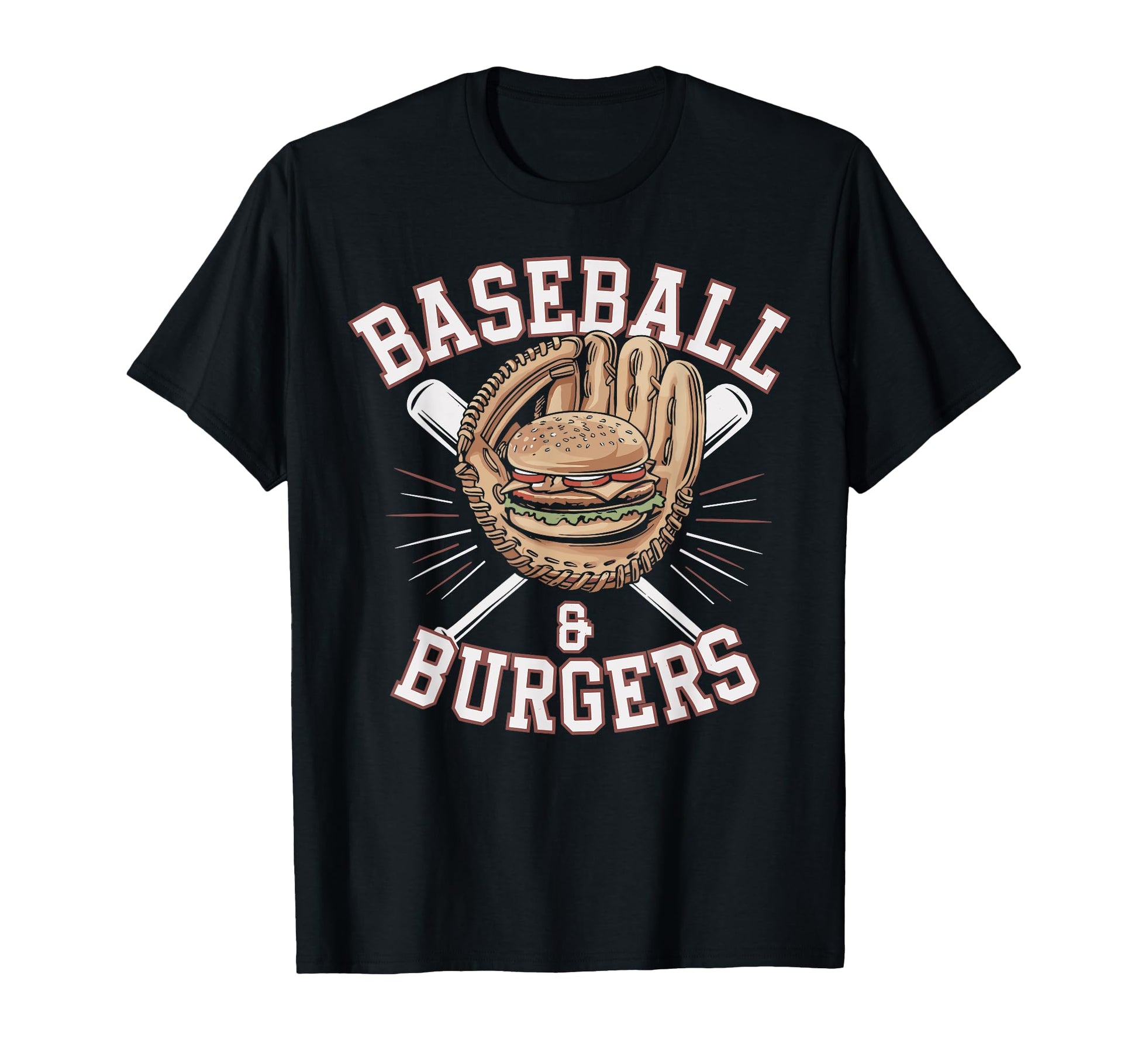 Baseball And Burgers Glove And Bat T-Shirt - Custom Art Print Men Women - T-Shirt, Sweatshirt, Hoodie