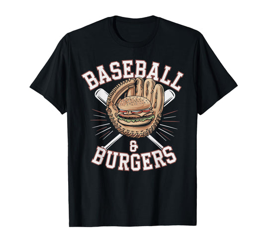 Baseball And Burgers Glove And Bat T-Shirt - Custom Art Print Men Women - T-Shirt, Sweatshirt, Hoodie