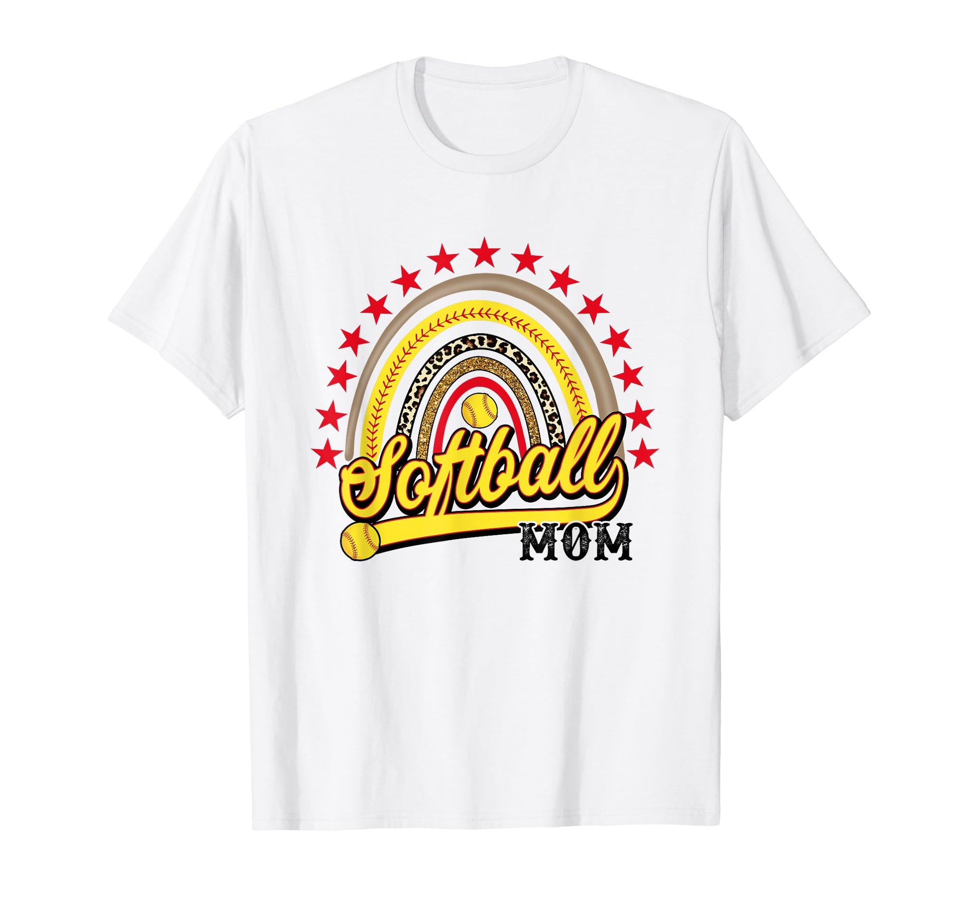 Softball Mom Leopard Funny Softball T-Shirt - Aesthetic Graphic for Adults - T-Shirt, Sweatshirt, Hoodie