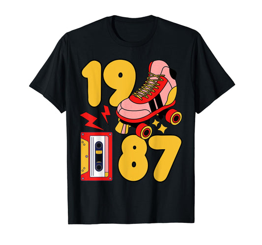 80S Vibes Mixed Tapes Roller Skates 1987 T-Shirt - Graphic Print Unisex - T-Shirt, Sweatshirt, Hoodie