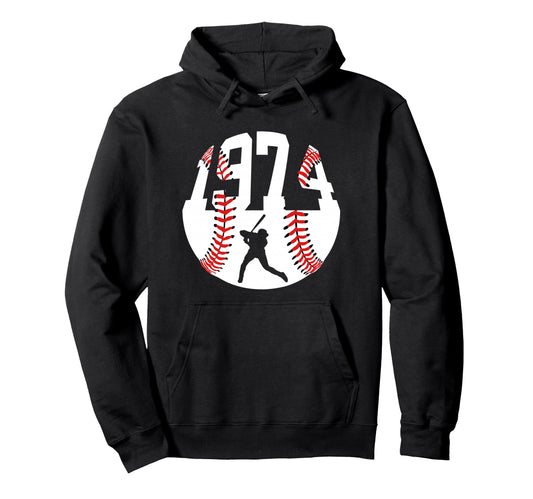 1974 Baseball 52Nd Birthday Hoodie - Minimalist Print Men Women - T-Shirt, Sweatshirt, Hoodie