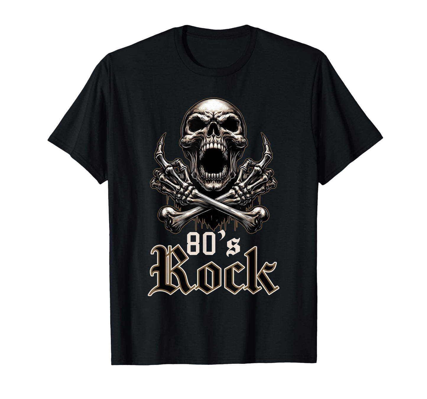 80S Rock Skeleton Artwork Music Lovers T-Shirt - Custom Art Print Men Women - T-Shirt, Sweatshirt, Hoodie