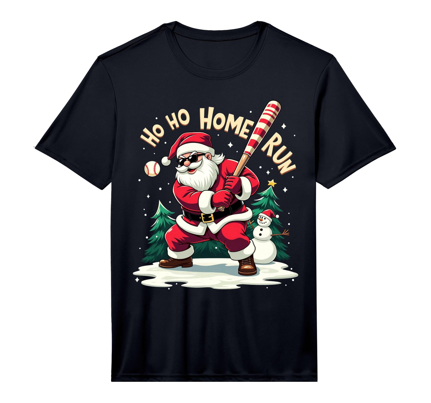 Ho Ho Home Run Santa Baseball Player T-Shirt - Minimalist Print Unisex - T-Shirt, Sweatshirt, Hoodie