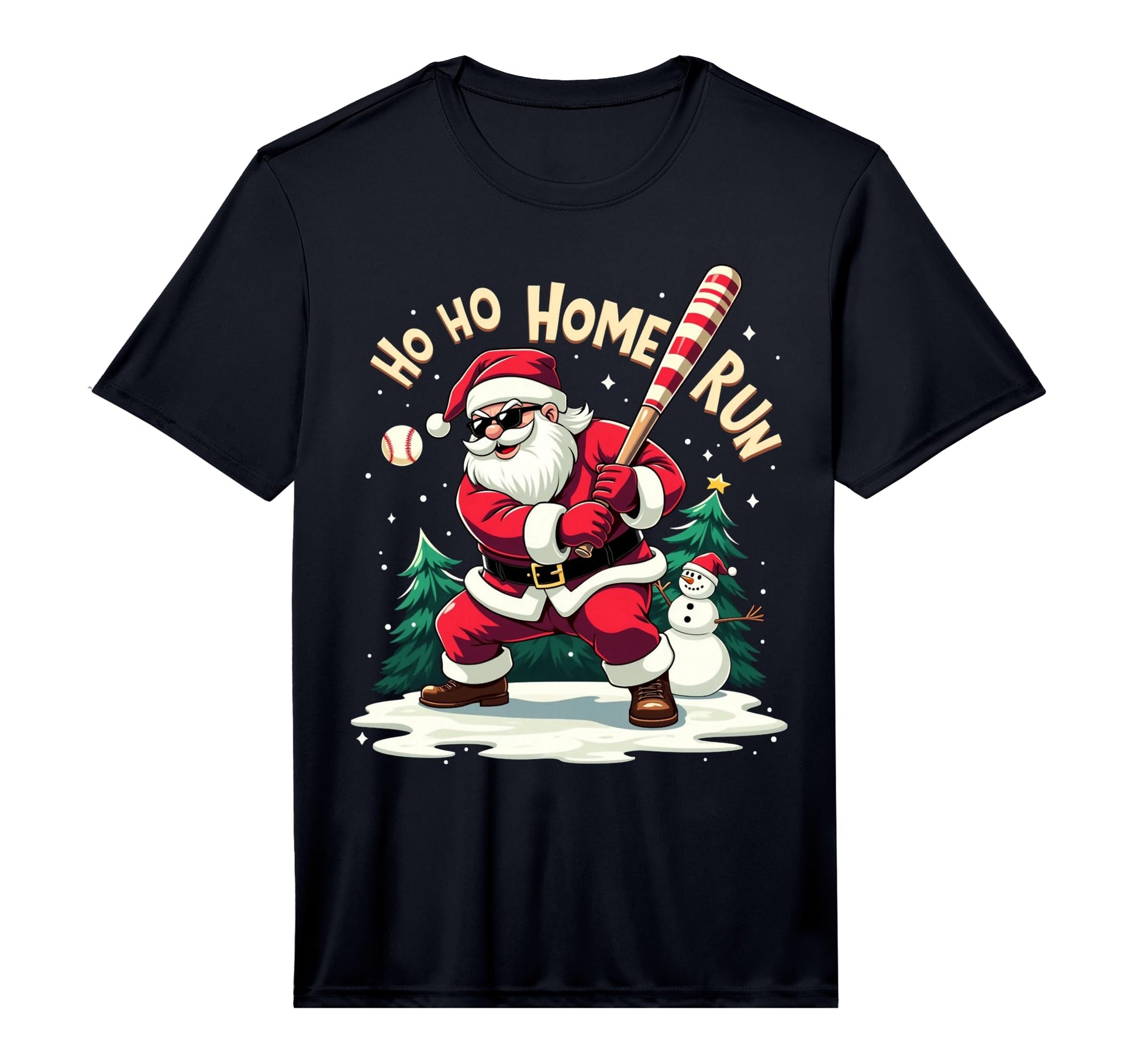 Ho Ho Home Run Santa Baseball Player T-Shirt - Minimalist Print Unisex - T-Shirt, Sweatshirt, Hoodie
