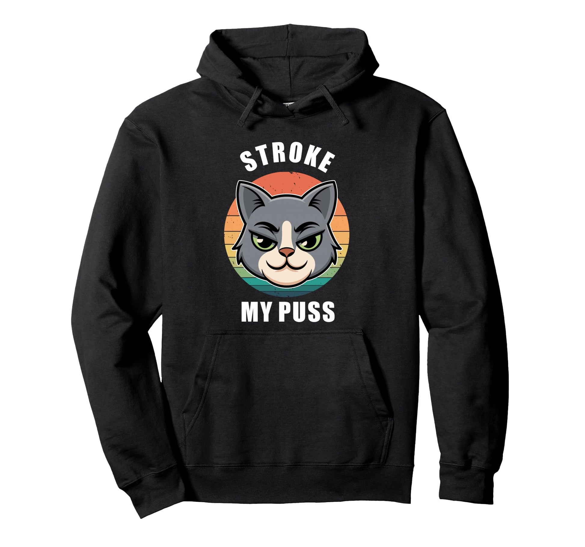 Stroke My Puss Funny Purfect Cat Sunset Hoodie - Trendy Graphic Men Women - T-Shirt, Sweatshirt, Hoodie