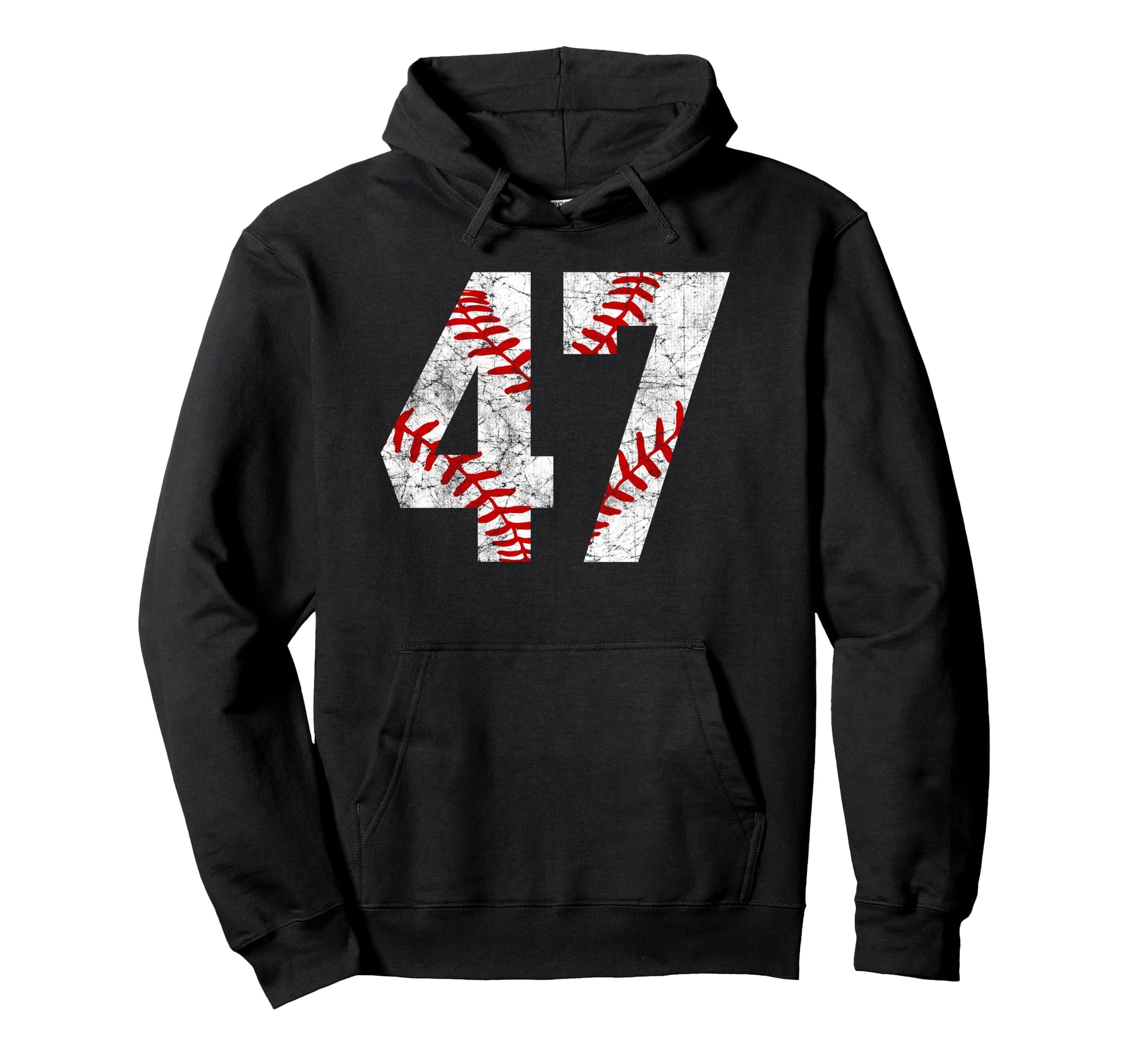 Distressed Baseball Number 47 Jersey Hoodie - Trendy Graphic for Adults - T-Shirt, Sweatshirt, Hoodie