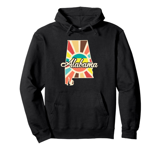 Alabama Pride State Outline Colorful Hoodie - Novelty Apparel Unisex - T-Shirt, Sweatshirt, Hoodie