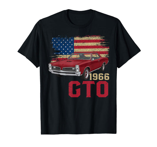 66 1966 Gto American Flag Silhouette T-Shirt - Trendy Graphic for Adults - T-Shirt, Sweatshirt, Hoodie