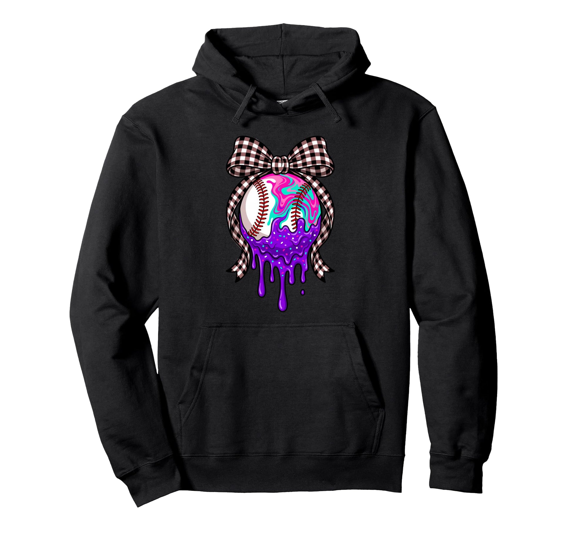 Softball Coquette Bow Dripping Slime Hoodie - Fun Novelty Design Unisex - T-Shirt, Sweatshirt, Hoodie
