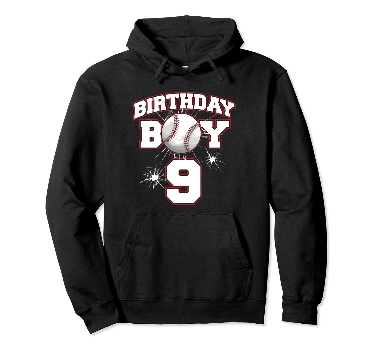 Happy 9Th Birthday Baseball Sport 9 B Hoodie - Trendy Graphic for Adults - T-Shirt, Sweatshirt, Hoodie