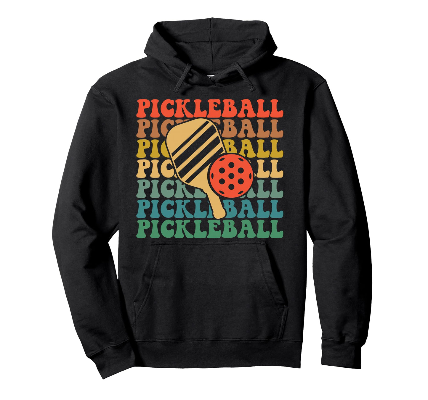 Pickleball Groovy Wavy Rainbow Hoodie - Graphic Print for Adults - T-Shirt, Sweatshirt, Hoodie