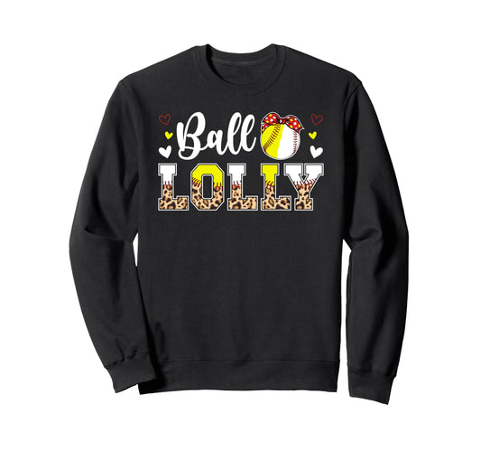 Ball Lolly Leopard Softball Sweatshirt - Minimalist Print for Adults - T-Shirt, Sweatshirt, Hoodie
