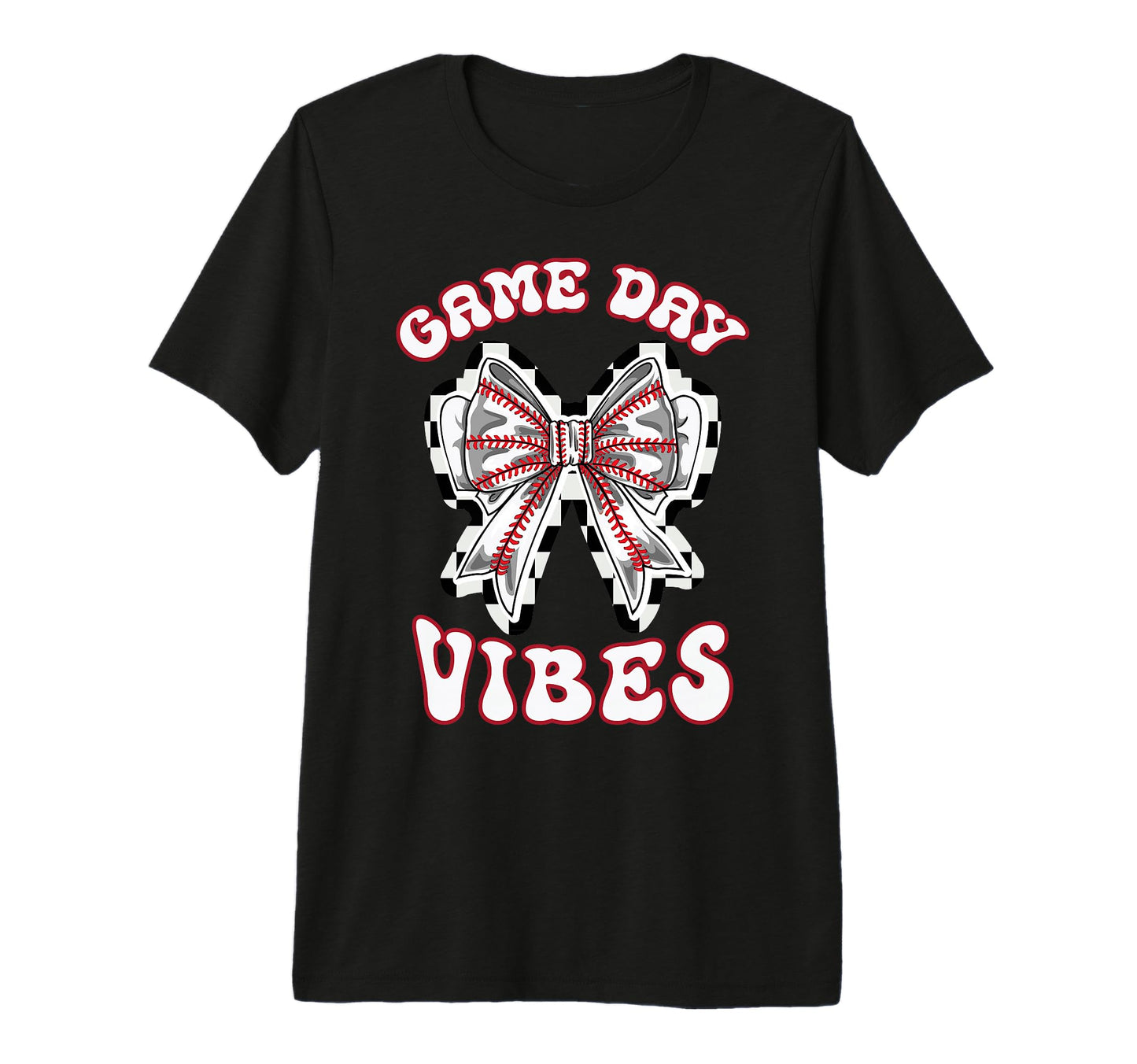 Baseball Mom Coquette Bow Game Day Vibes T-Shirt - Custom Art Print Unisex - T-Shirt, Sweatshirt, Hoodie