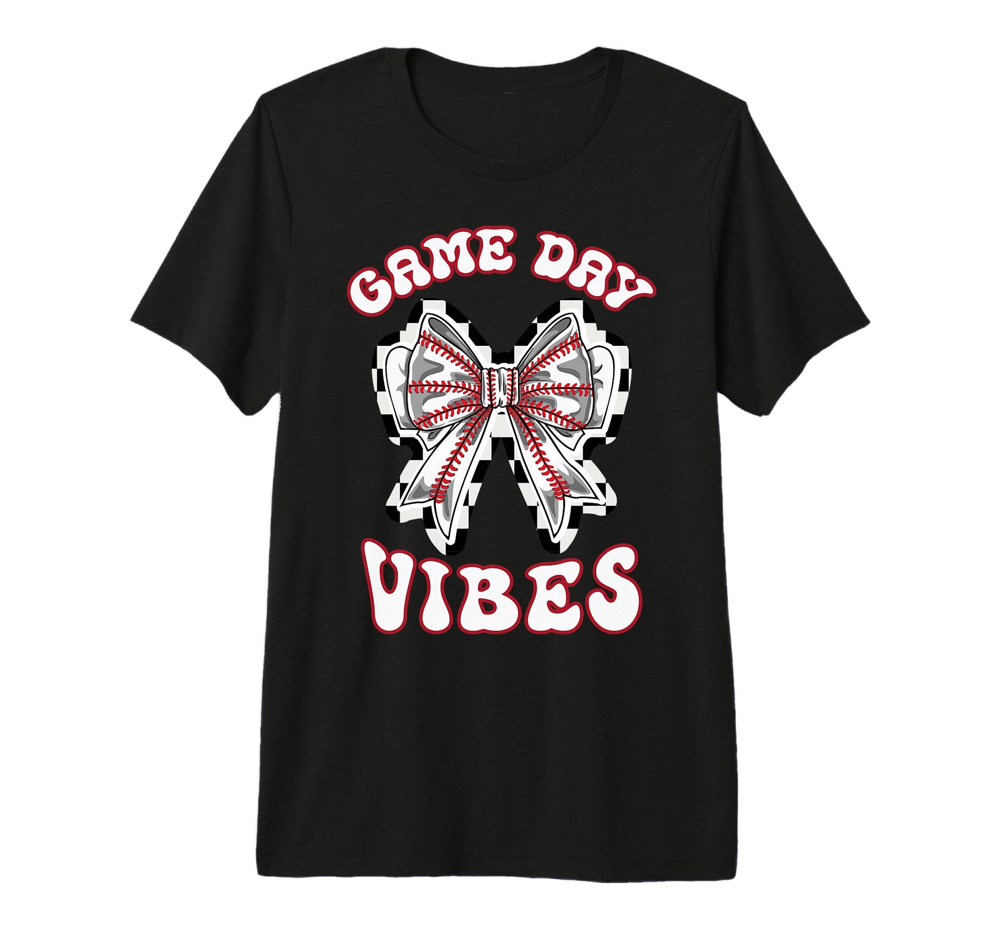Baseball Mom Coquette Bow Game Day Vibes T-Shirt - Custom Art Print Unisex - T-Shirt, Sweatshirt, Hoodie