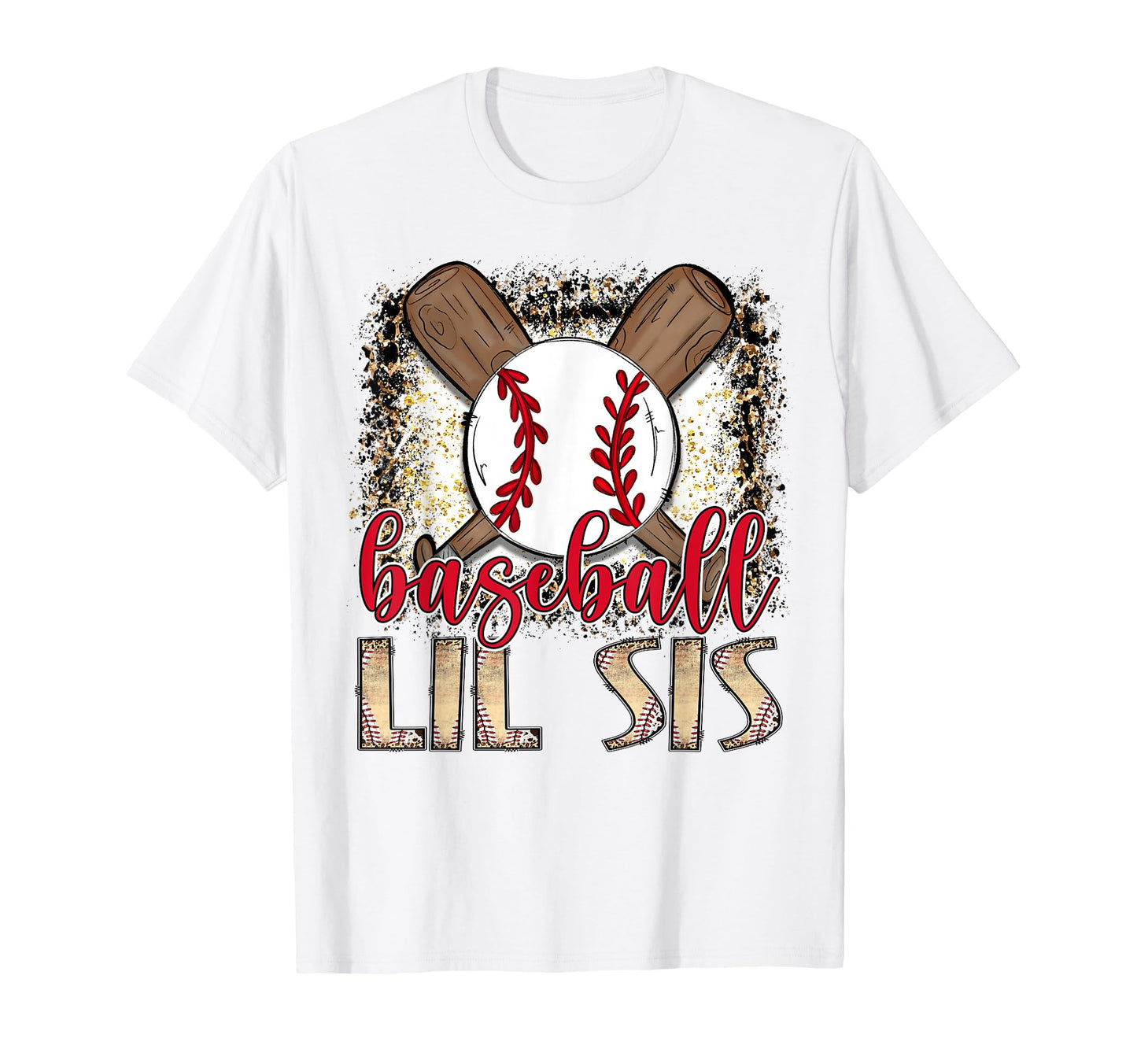 Baseball Lil Sis Leopard Proud Ball T-Shirt - Minimalist Print for Adults - T-Shirt, Sweatshirt, Hoodie